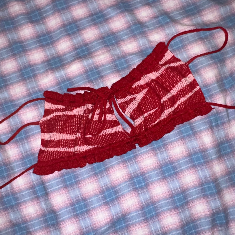 Tiger Mist Red and Pink Striped Bandeau